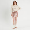 Jupe-short droite sequins rose champagne femme
