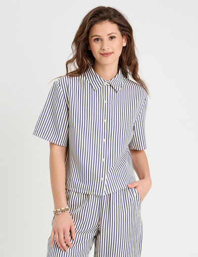Chemise manches courtes bleu marine femme