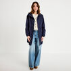 Parka &agrave; capuche taille ajustable bleu marine femme