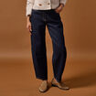 Jean barrel cropped taille standard denim brut femme