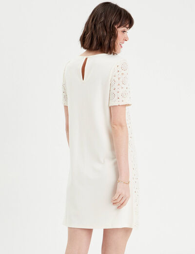 Robe droite crochet ecru femme