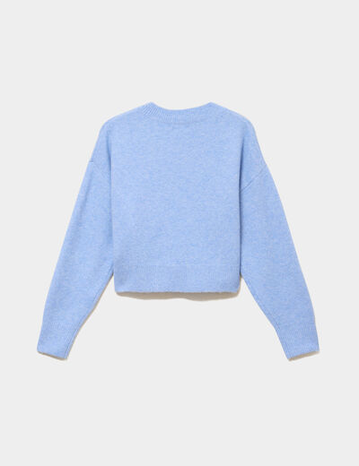 Gilet court nou&eacute; bleu ciel femme