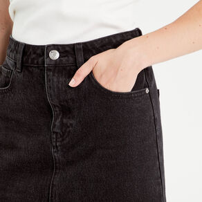 jupe midi droite en jean noir femme Jupe midi droite en jean noir femme