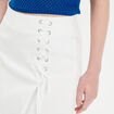 Jupe droite en jean laçage ecru femme