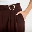 Pantalon large avec ceinture &agrave; bijou marron fonc&eacute; femme