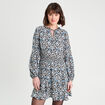 Robe évasée volantée noir femme