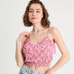 Blouse cropped volants blanc femme