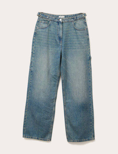 Jeans large avec pattes denim dirty femme