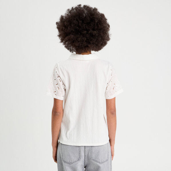 Chemise broderie anglaise ecru femme
