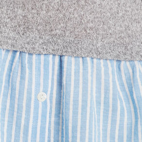 Pull effet 2-en-1 chemise gris clair femme