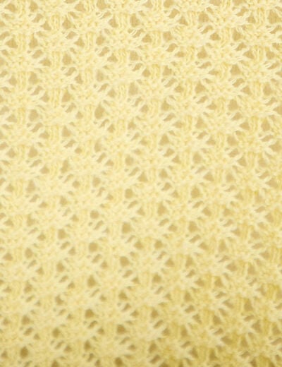 Pull ample ajour&eacute; manches longues jaune pastel femme