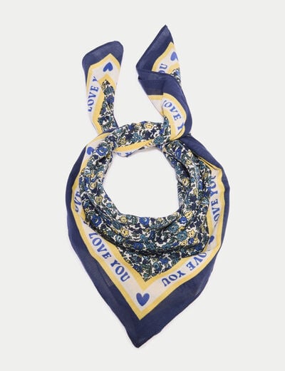 Foulard satin&eacute; soyeux bleu electrique femme