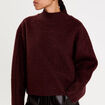 Sweat col montant rouge fonc&eacute; femme