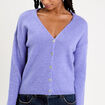 Gilet boutonné avec col en V bleu violet femme