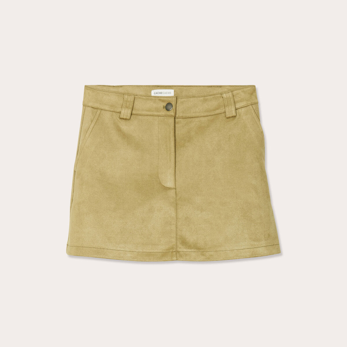 Jupe-short évasée suédine vert clair femme