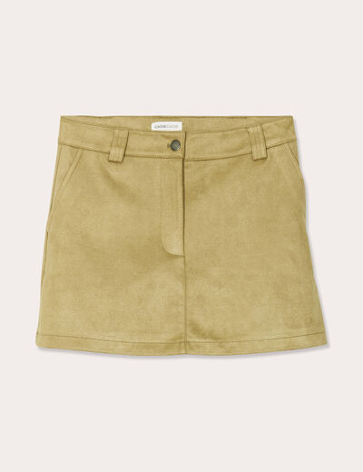 Jupe-short évasée suédine vert clair femme