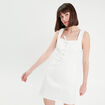 Robe ajustée col laçage jean ecru femme