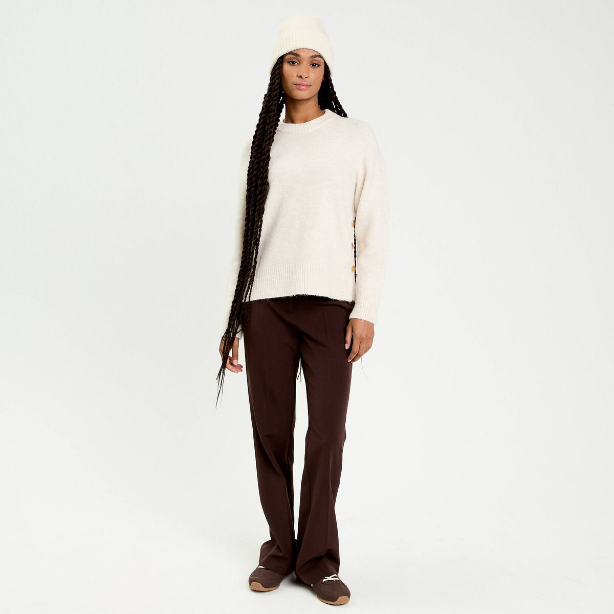 Pantalon flare marron fonc&eacute; femme