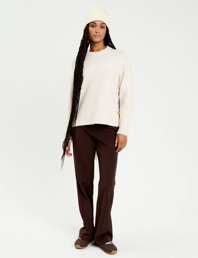 Pantalon flare marron fonc&eacute; femme