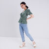Blouse manches courtes vert pastel femme