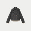 Trench court boutonn&eacute; gris femme