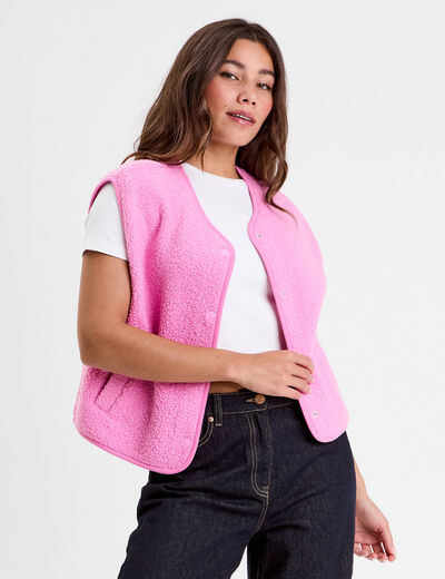 Gilet polaire sans manches rose femme