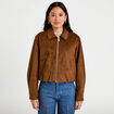 Veste effet boule oversize cropped marron femme