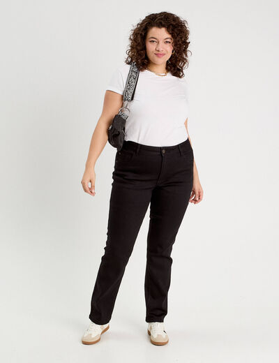 Jeans droit taille haute denim noir femme