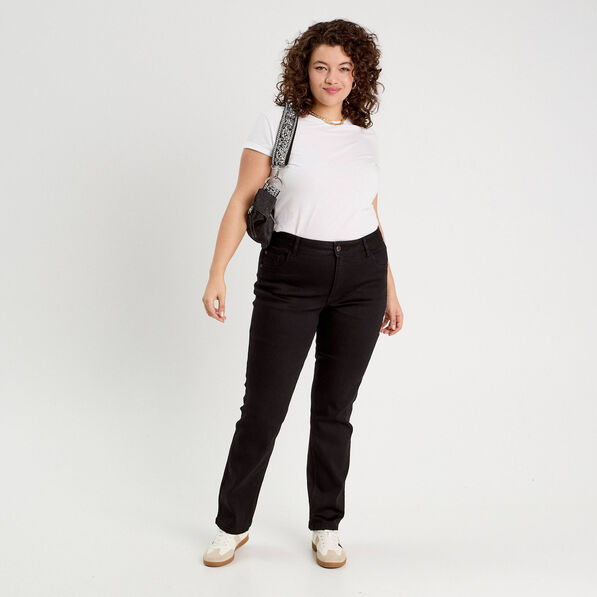 Jeans droit taille haute denim noir femme