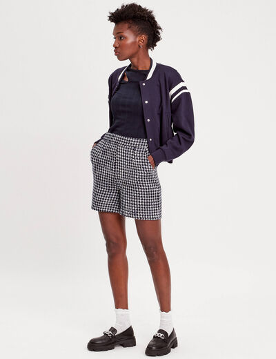 Short large taille haute noir femme