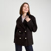 Manteau bouclette boutonn&eacute; noir femme