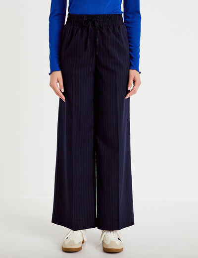 Pantalon bootcut taille standard bleu marine femme