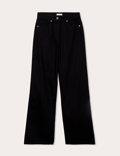 Jeans wide leg taille haute denim noir femme