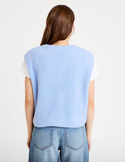Gilet sans manches effet polaire bleu clair femme