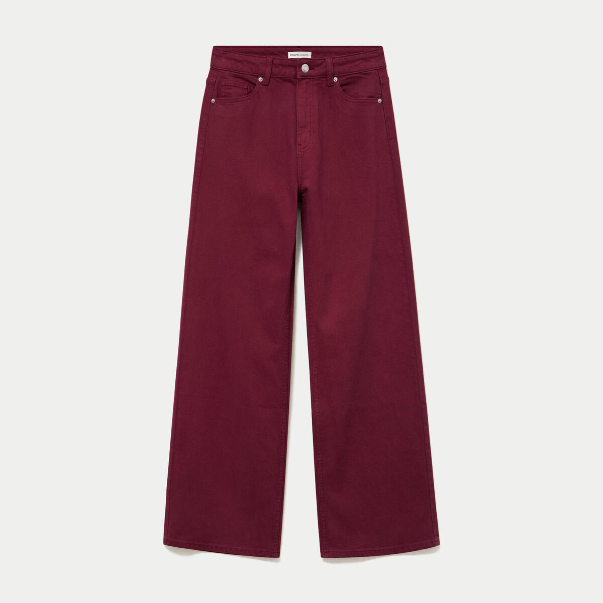 Jean wide leg taille haute bordeaux femme