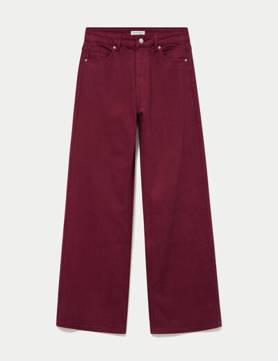 Jean wide leg taille haute bordeaux femme