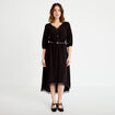 Robe longue &eacute;vas&eacute;e col v dentelle noir femme