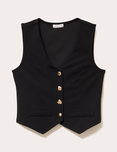 gilet ajusté sans manches col v noir femme