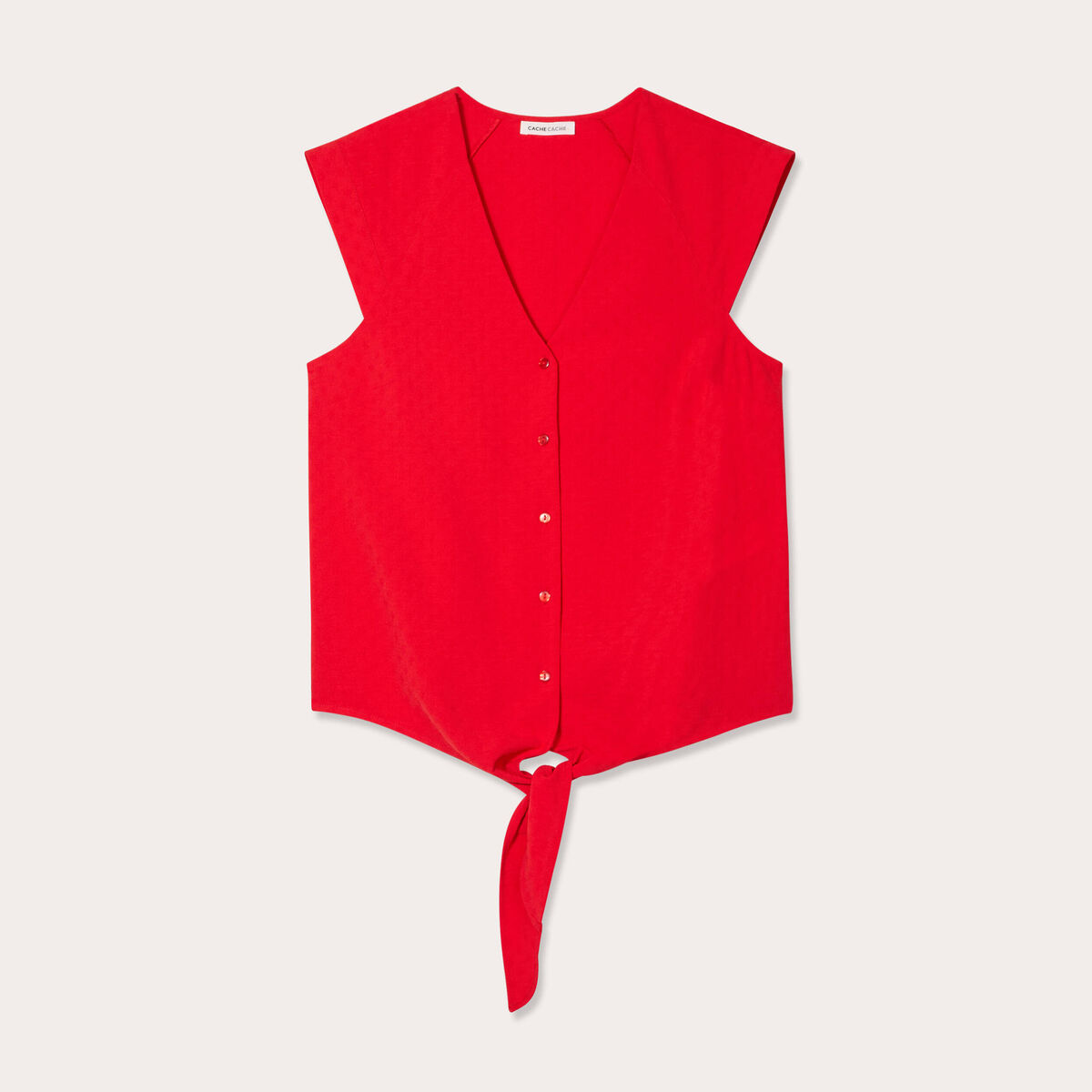 Blouse avec noeud rouge fluo femme