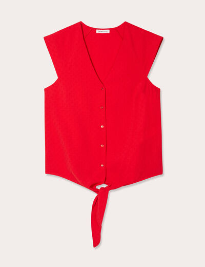 Blouse avec noeud rouge fluo femme