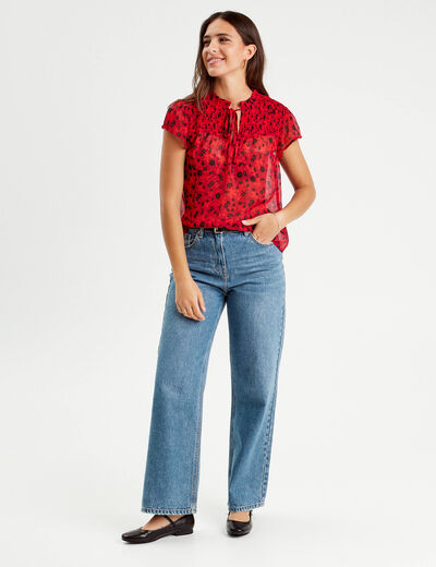 Blouse manches courtes rouge femme
