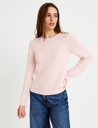 Pull manches longues brillant rose clair femme