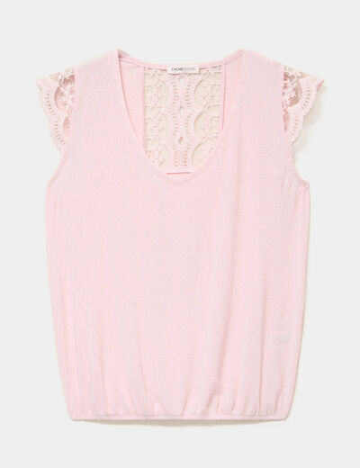 Blouse sans manches pliss&eacute;e rose clair femme