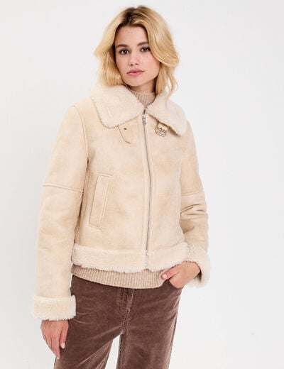 Blouson simili cuir sable femme