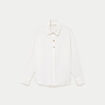 Chemise droite pliss&eacute;e manches longues ecru femme