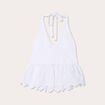 Crop top tricot avec broderie blanc femme