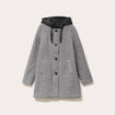 Manteau droit long &agrave; capuche gris clair femme