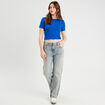 T-shirt cropped bleu electrique femme