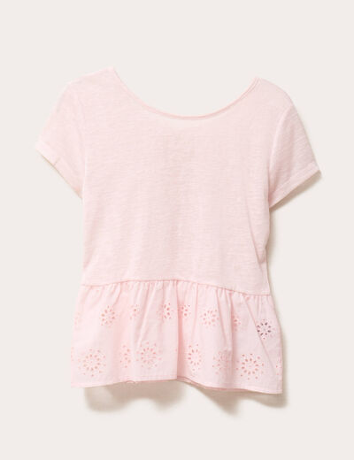 T-shirt manches courtes rose clair femme
