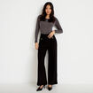 Pantalon bootcut en tweed noir femme